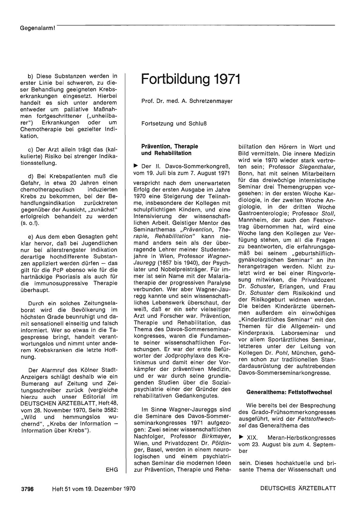 Vorschauseite 1: Fortbildung 1971 (Fortsetzung und Schluß )