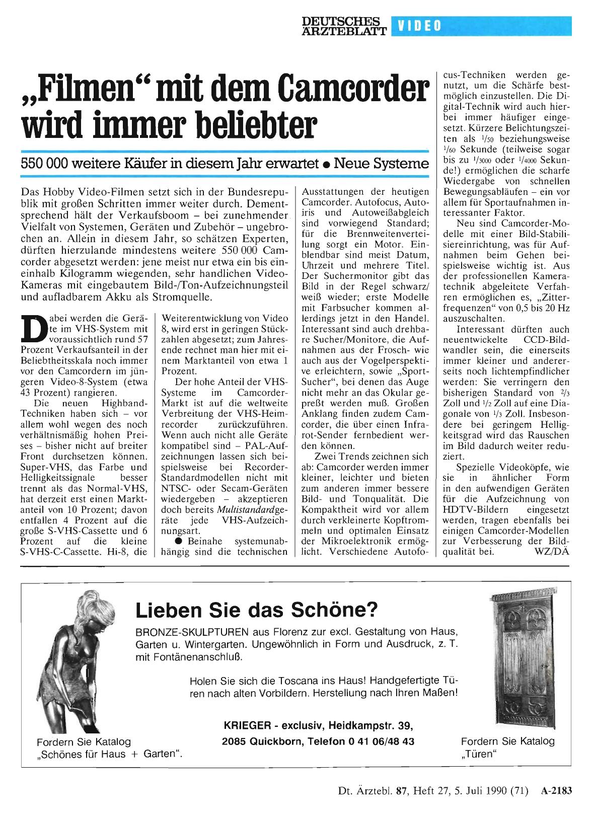 Vorschauseite 1: „Filmen“ mit dem Camcorder wird immer beliebter