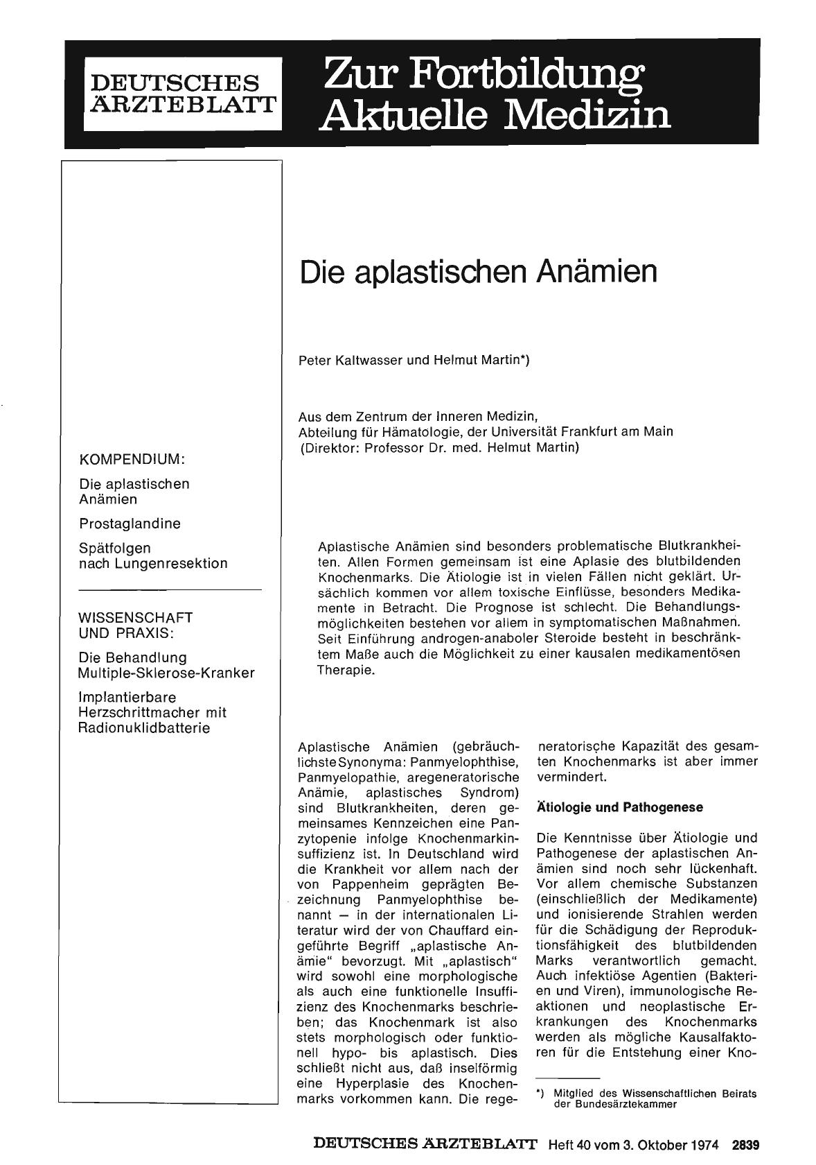 Vorschauseite 1: Die aplastischen Anämien