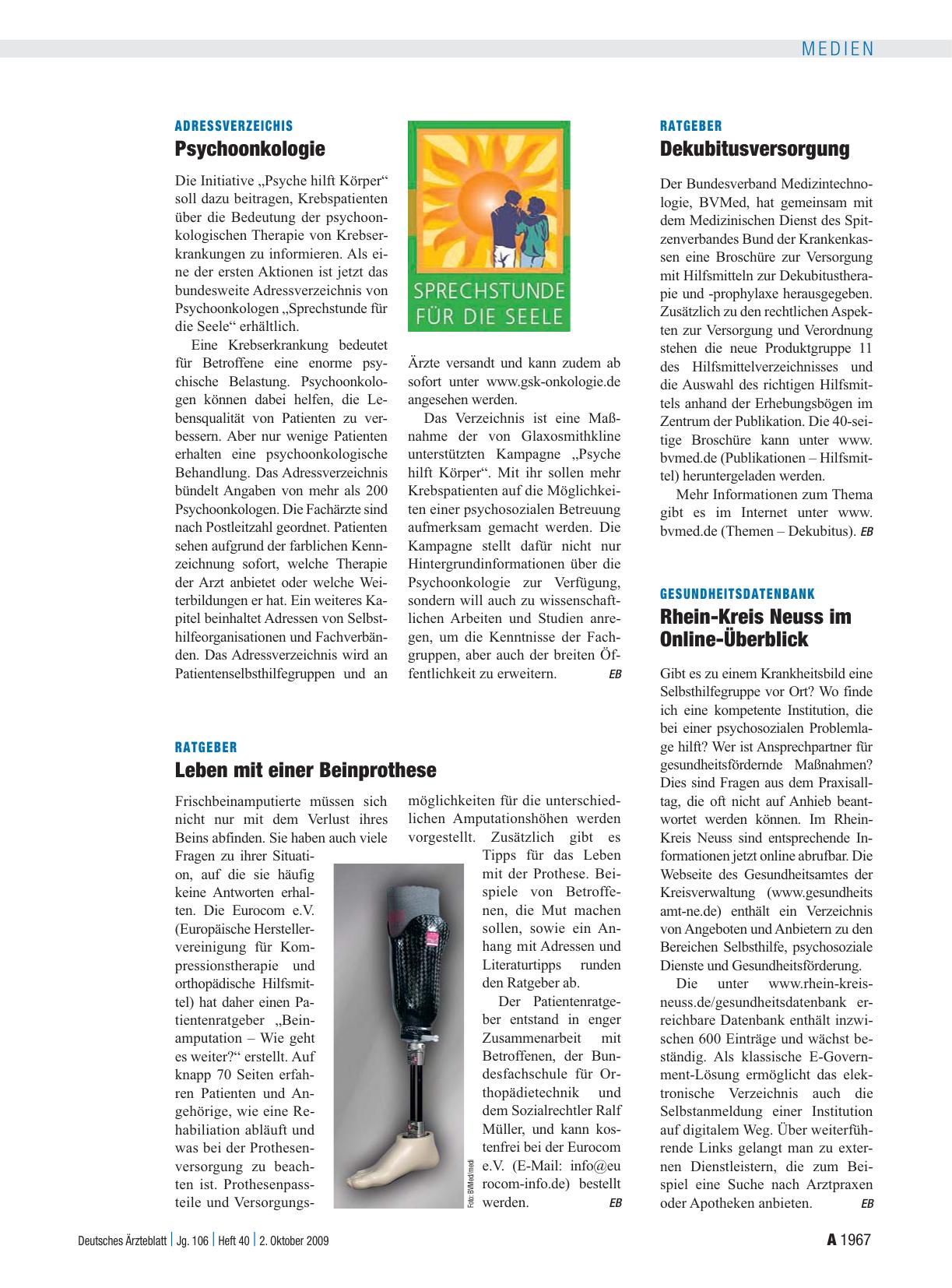 Vorschauseite 1: Adressverzeichis: Psychoonkologie
