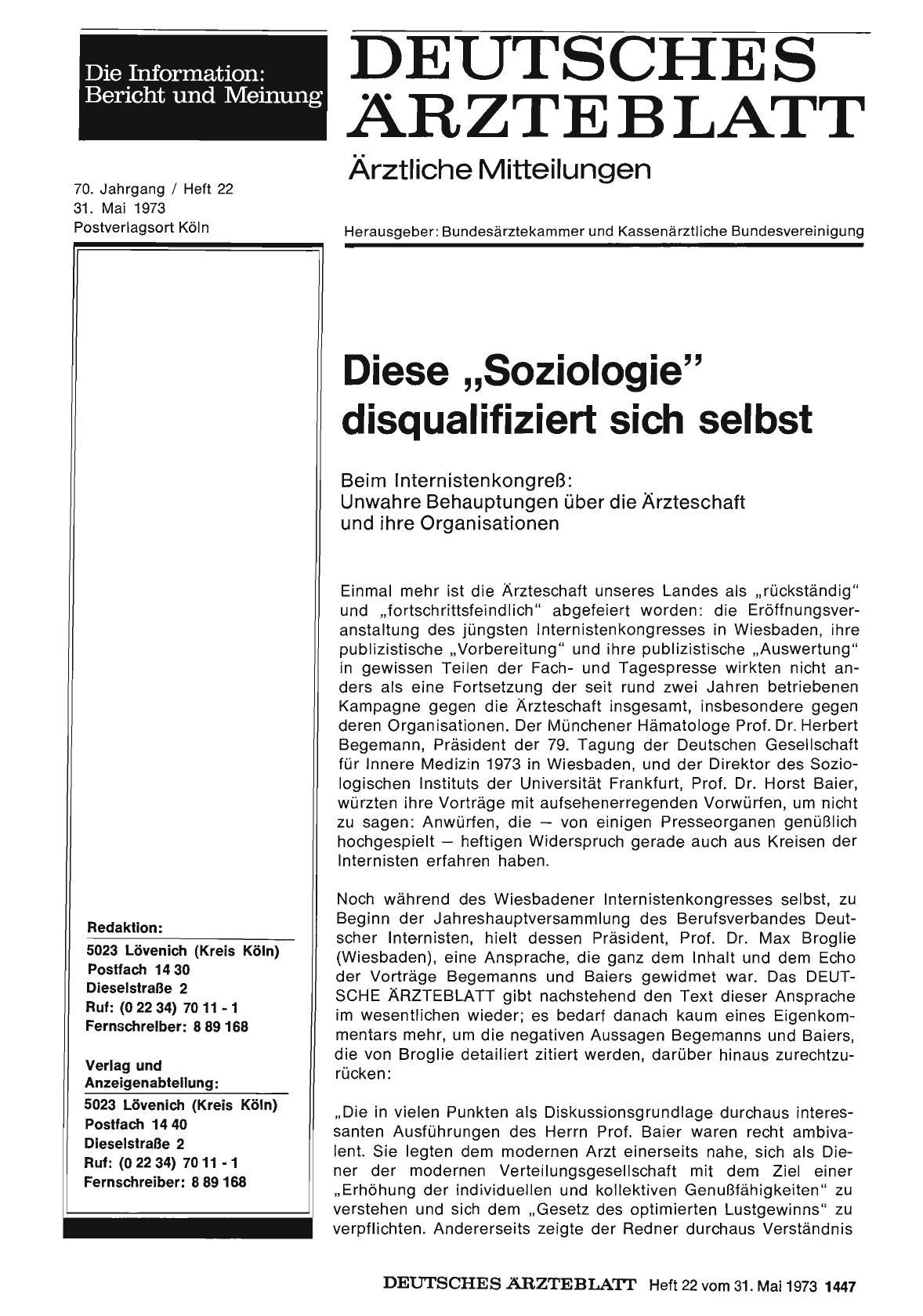 Vorschauseite 1: Diese „Soziologie" disqualifiziert sich selbst