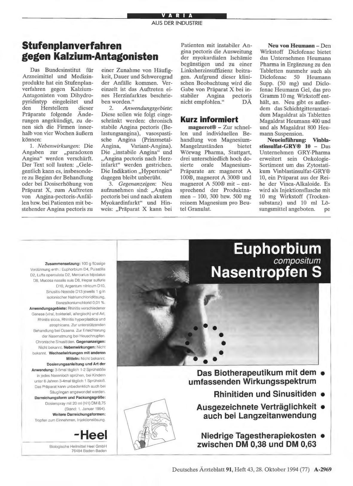 Vorschauseite 1: Stufenplanverfahren gegen Kalzium-Antagonisten