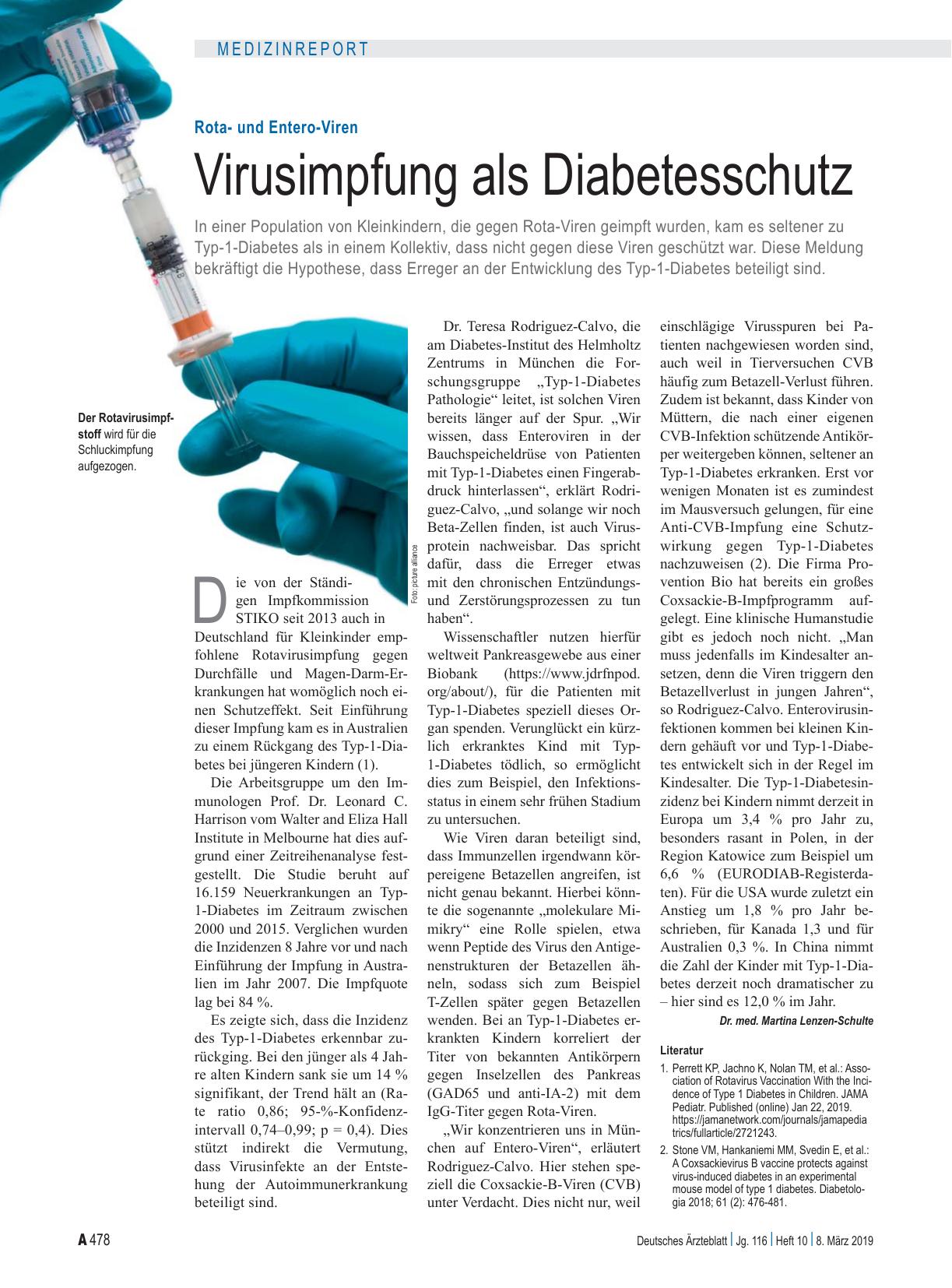 Vorschauseite 1: Rotaund Entero-Viren: Virusimpfung als Diabetesschutz