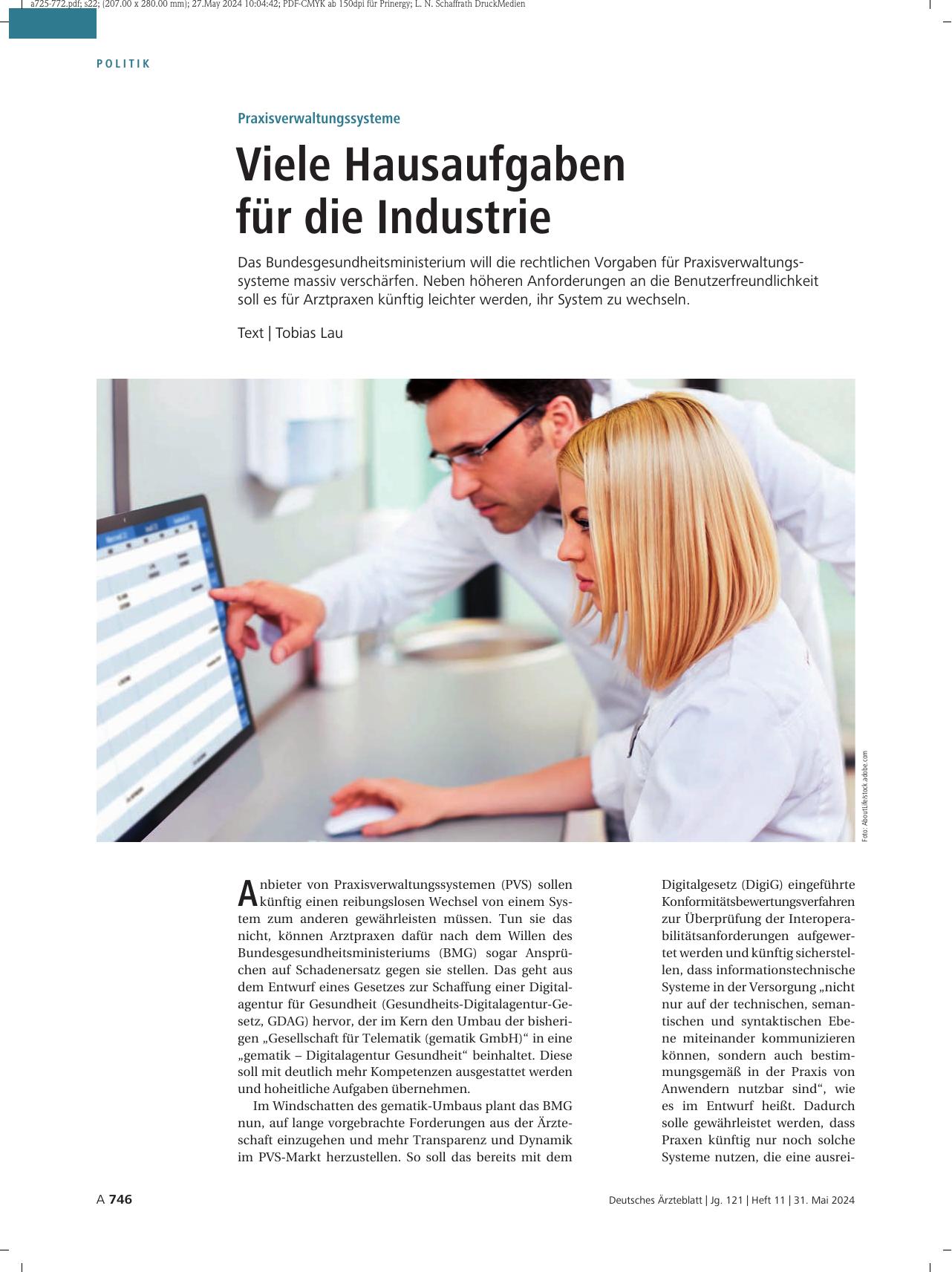 Vorschauseite 1: Praxisverwaltungssysteme: Viele Hausaufgaben für die Industrie