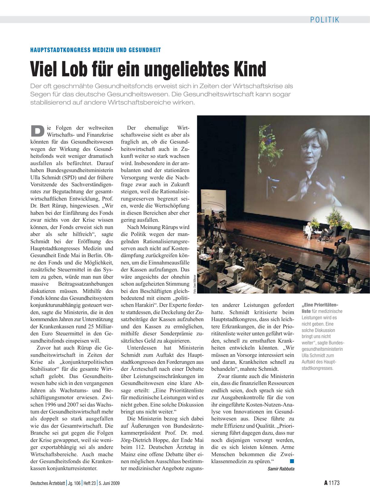 Vorschauseite 1: Hauptstadtkongress Medizin und Gesundheit: Viel Lob für ein ungeliebtes Kind
