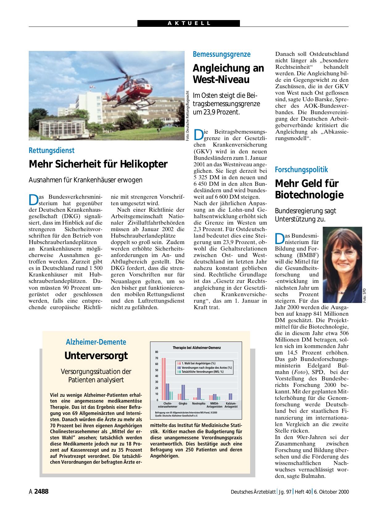 Vorschauseite 1: Bemessungsgrenze: Angleichung an West-Niveau