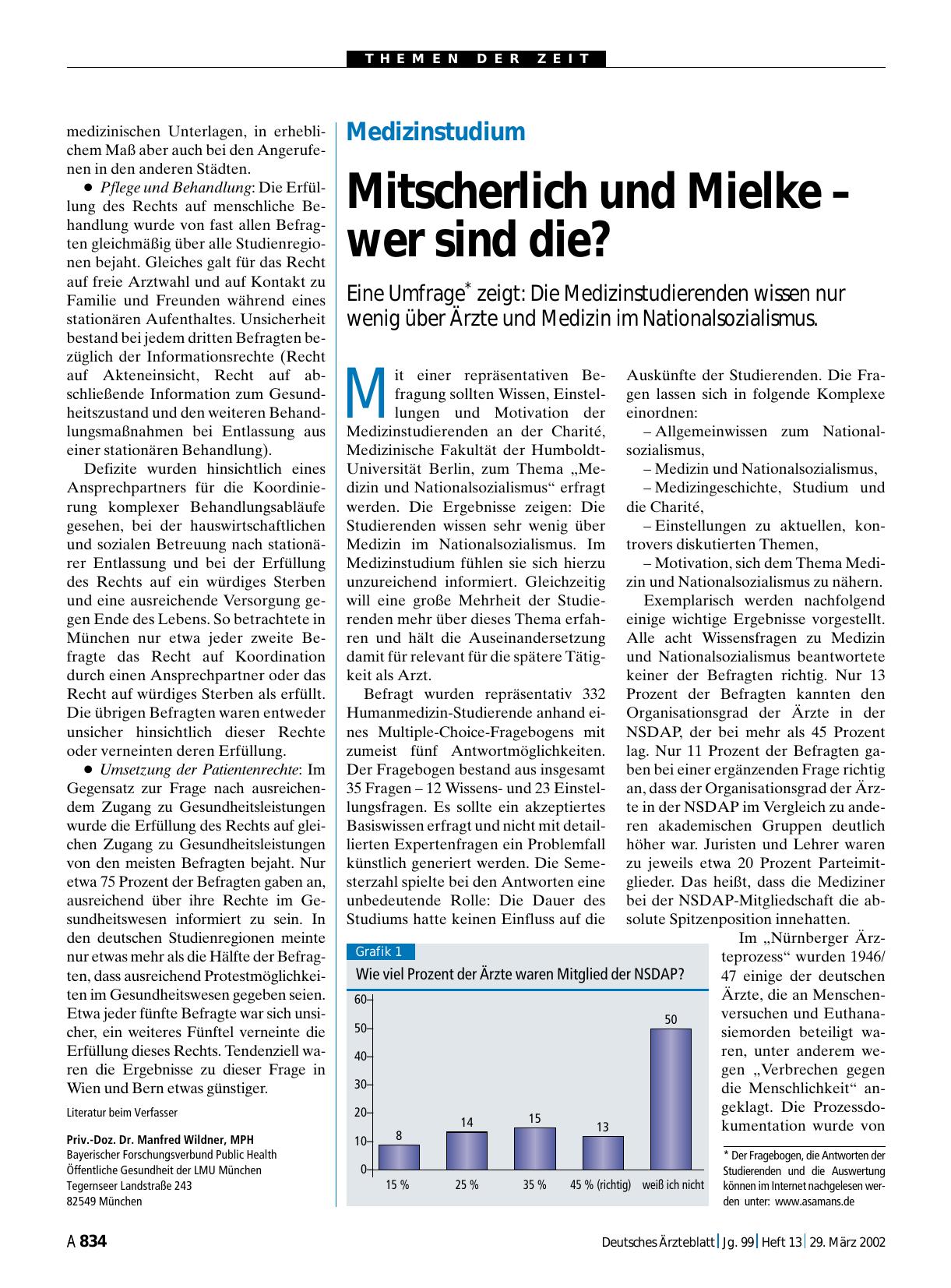 Vorschauseite 1: Medizinstudium: Mitscherlich und Mielke – wer sind die?