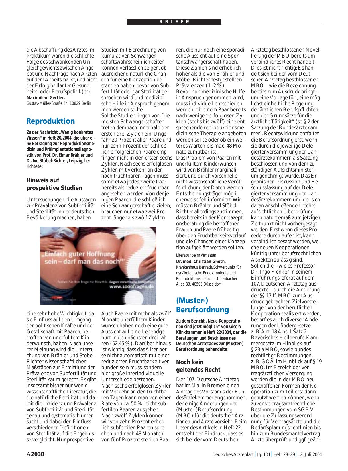 Vorschauseite 1: Reproduktion: Hinweis auf prospektive Studien