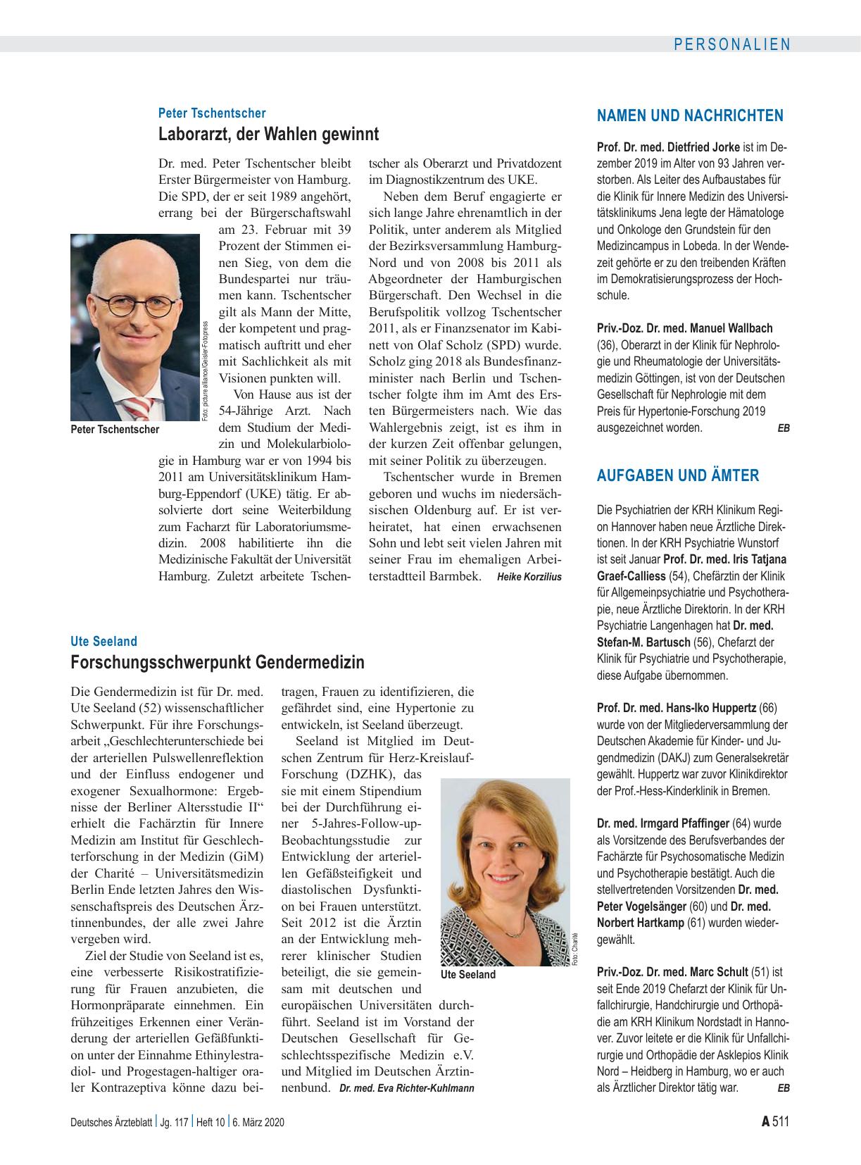 Vorschauseite 1: Peter Tschentscher: Laborarzt, der Wahlen gewinnt
