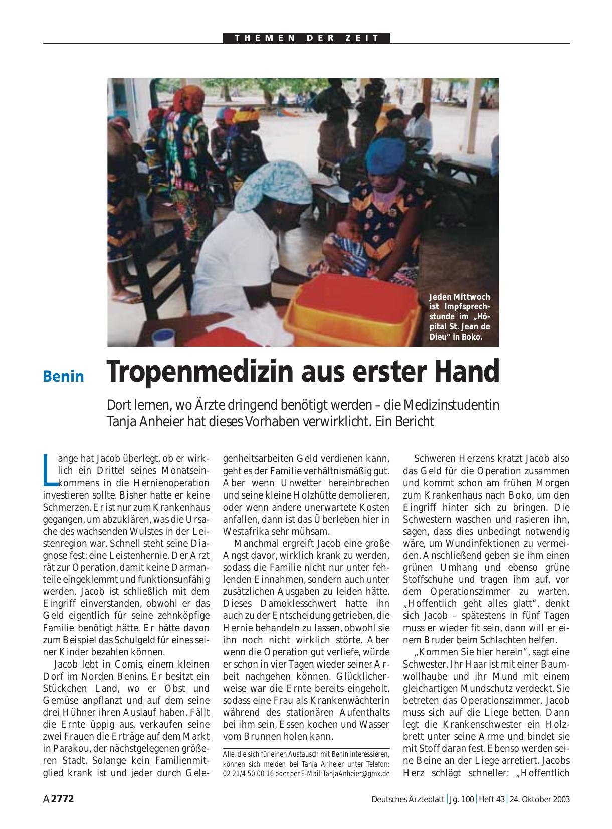 Vorschauseite 1: Benin: Tropenmedizin aus erster Hand