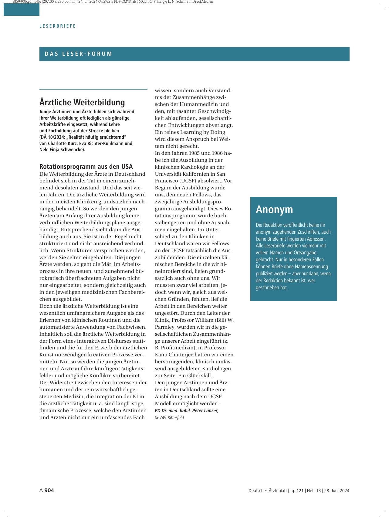 Vorschauseite 1: Ärztliche Weiterbildung: Rotationsprogramm aus den USA