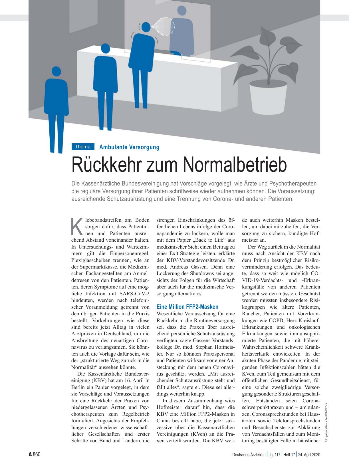 Vorschauseite 1: Ambulante Versorgung: Rückkehr zum Normalbetrieb