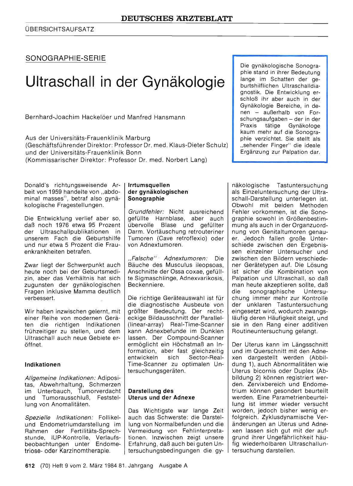 Vorschauseite 1: Ultraschall in der Gynäkologie