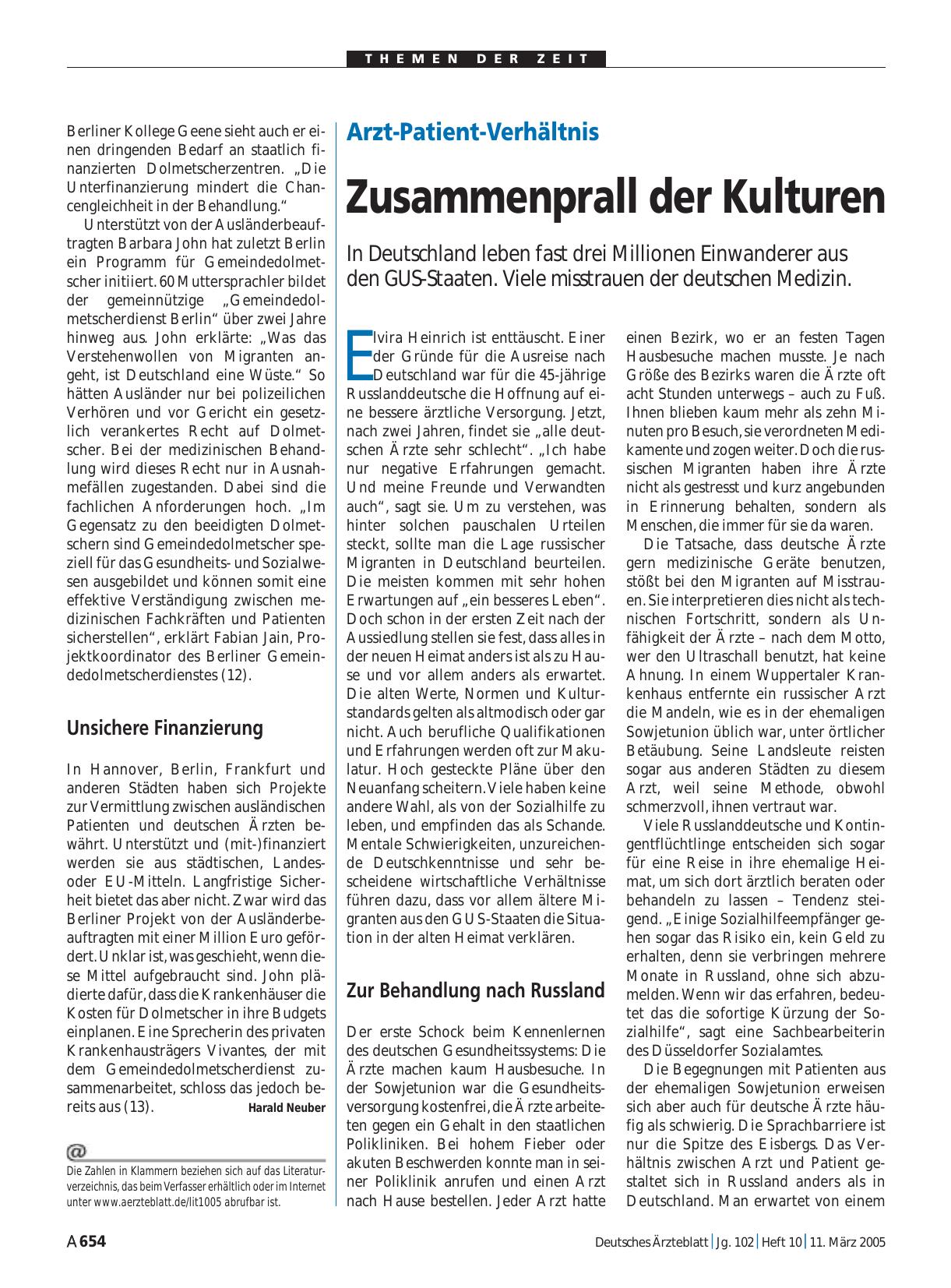 Vorschauseite 1: Arzt-Patient-Verhältnis: Zusammenprall der Kulturen