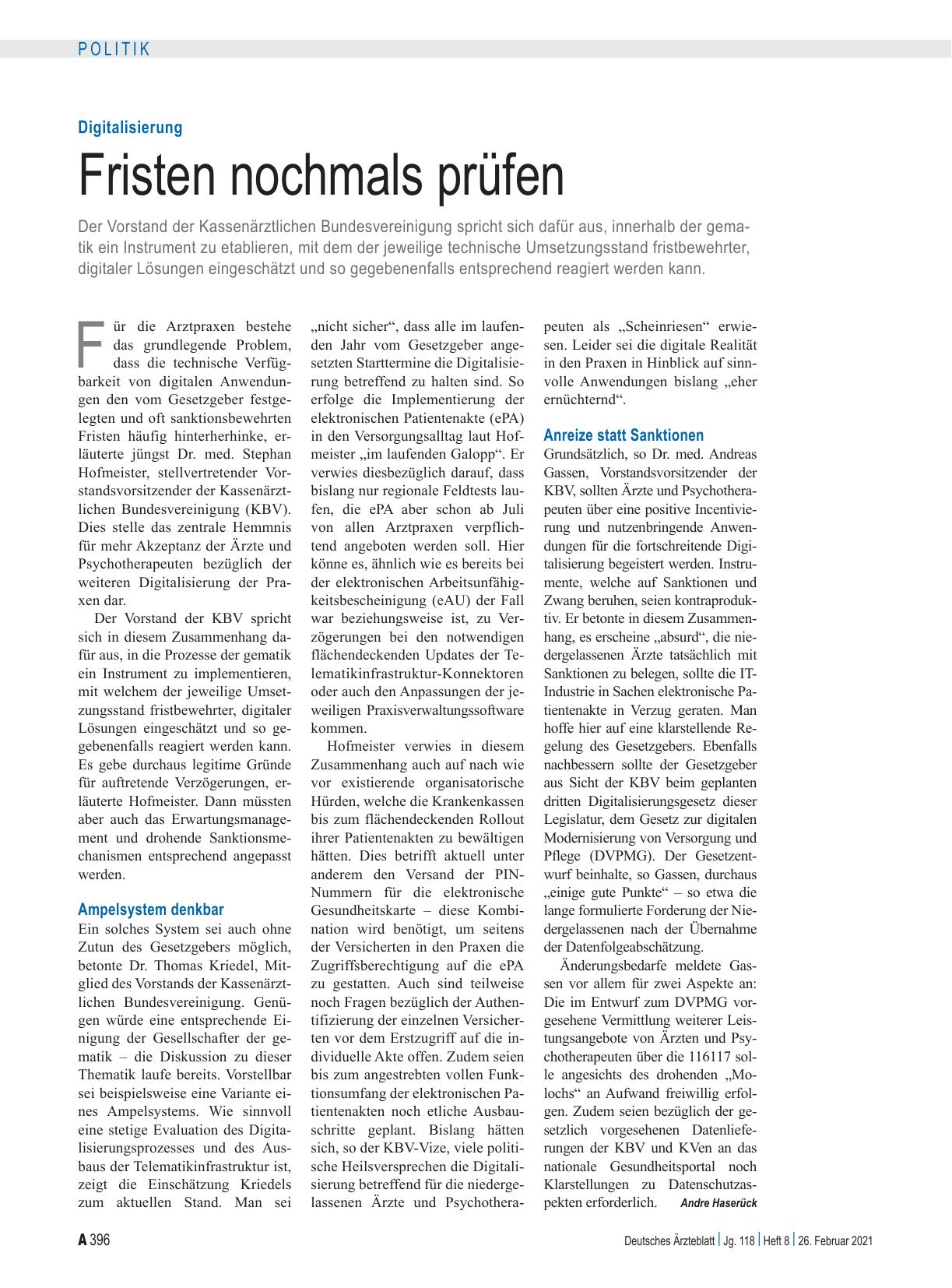 Vorschauseite 1: Digitalisierung: Fristen nochmals prüfen