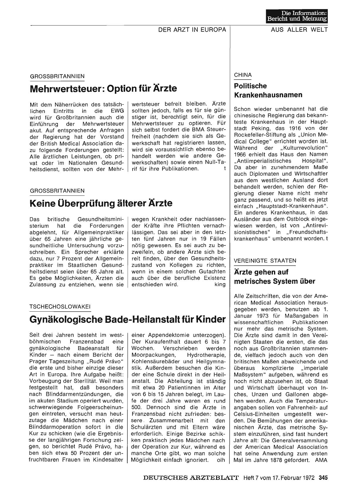 Vorschauseite 1: Grossbritannien: Mehrwertsteuer: Option für Ärzte