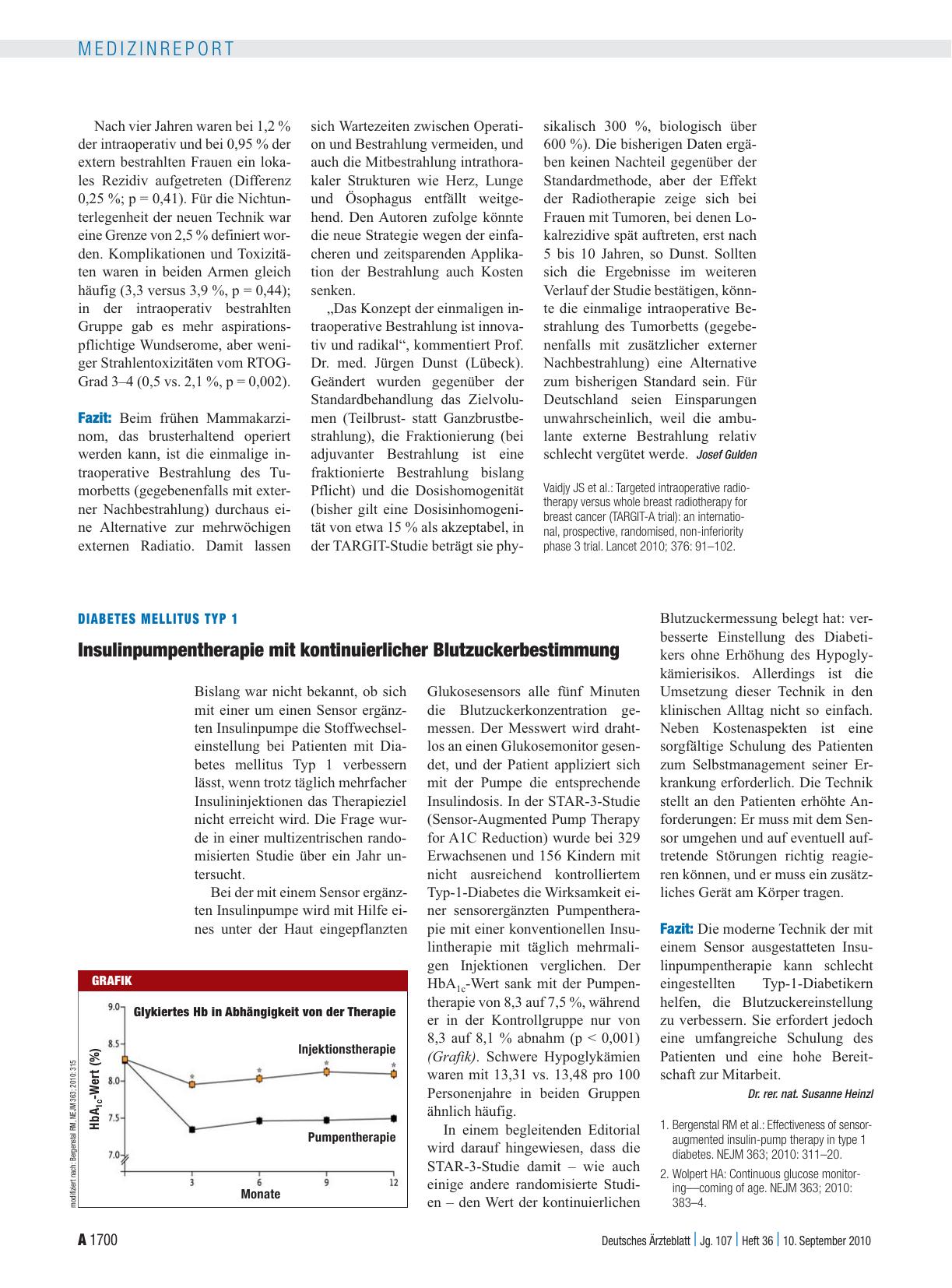 Vorschauseite 1: Diabetes mellitus Typ 1: Insulinpumpentherapie mit kontinuierlicher Blutzuckerbestimmung
