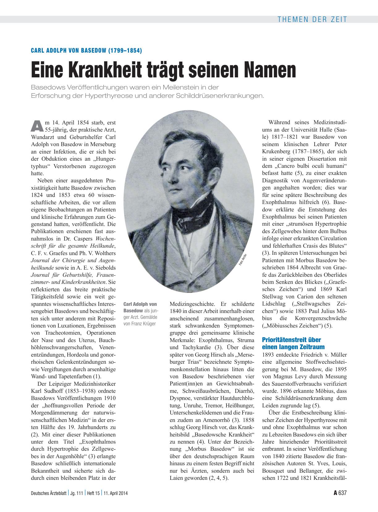 Vorschauseite 1: Carl Adolph von Basedow (1799–1854): Eine Krankheit trägt seinen Namen