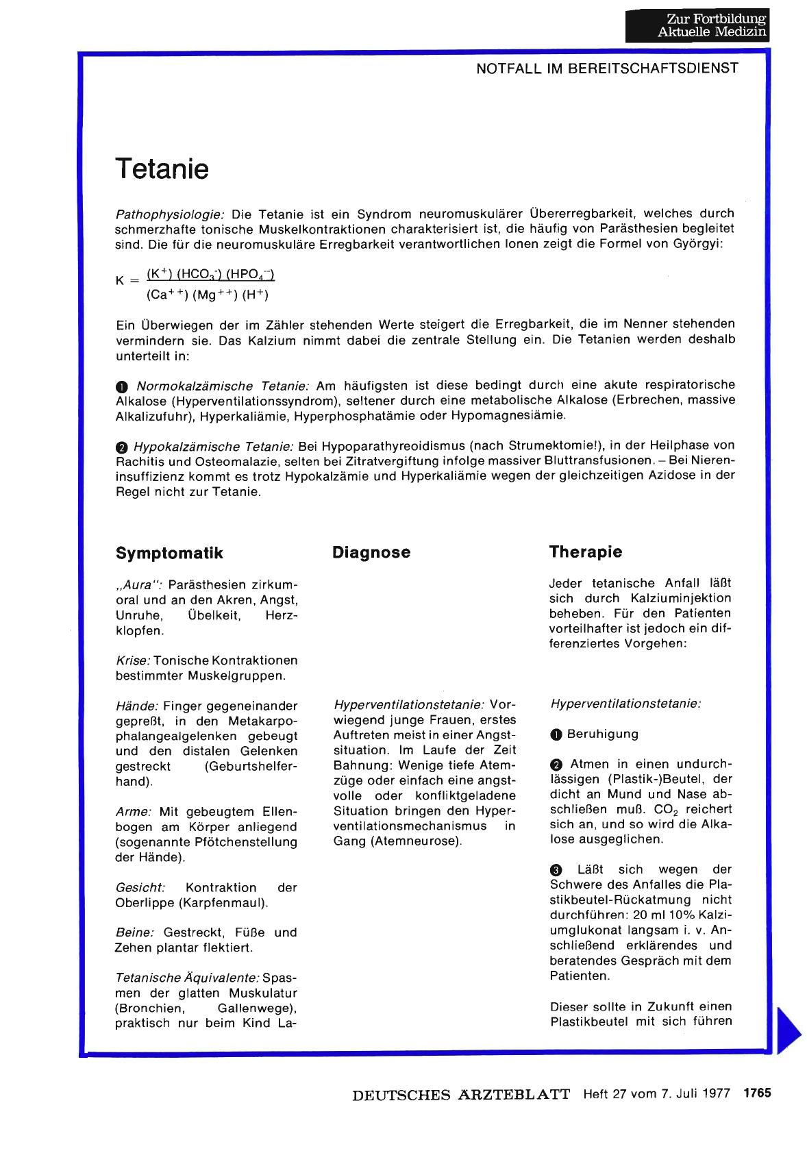 Vorschauseite 1: Tetanie