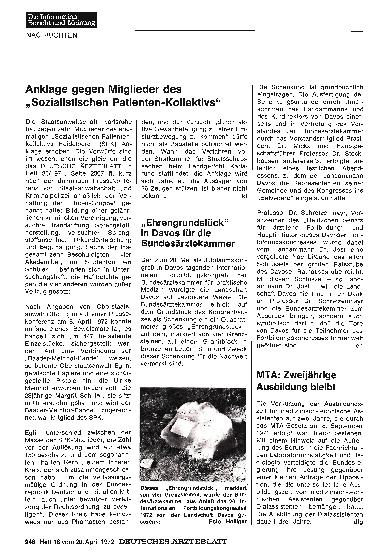 Vorschauseite 1: „Ehrengrundstück" in Davos für die Bundesärztekammer