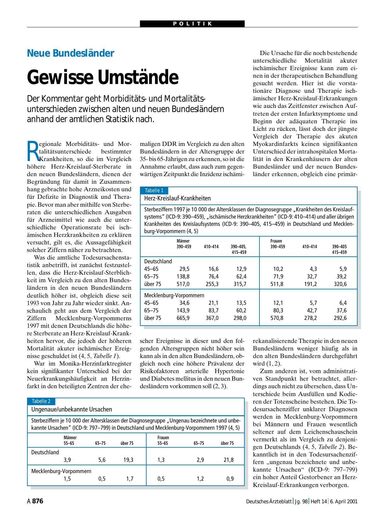 Vorschauseite 1: Neue Bundesländer: Gewisse Umstände