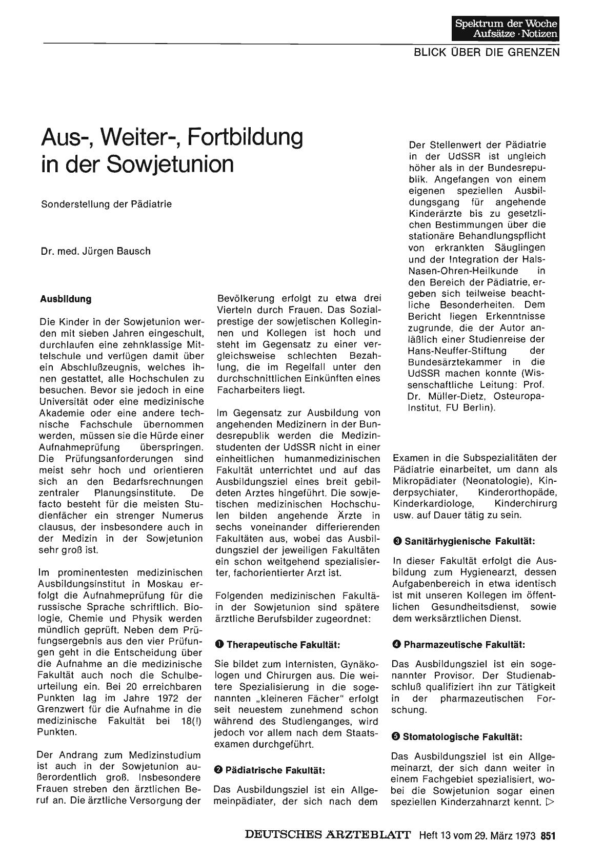 Vorschauseite 1: Aus-, Weiter-, Fortbildung in der Sowjetunion: Sonderstellung der Pädiatrie
