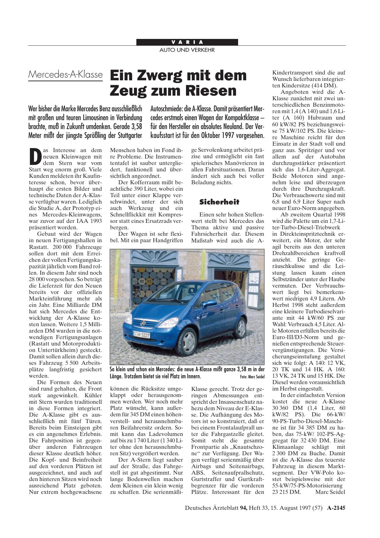 Vorschauseite 1: Mercedes-A-Klasse: Ein Zwerg mit dem Zeug zum Riesen
