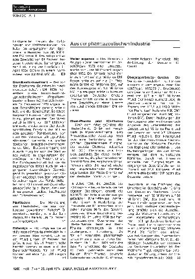 Vorschauseite 1: Aus der pharmazeutischen Industrie