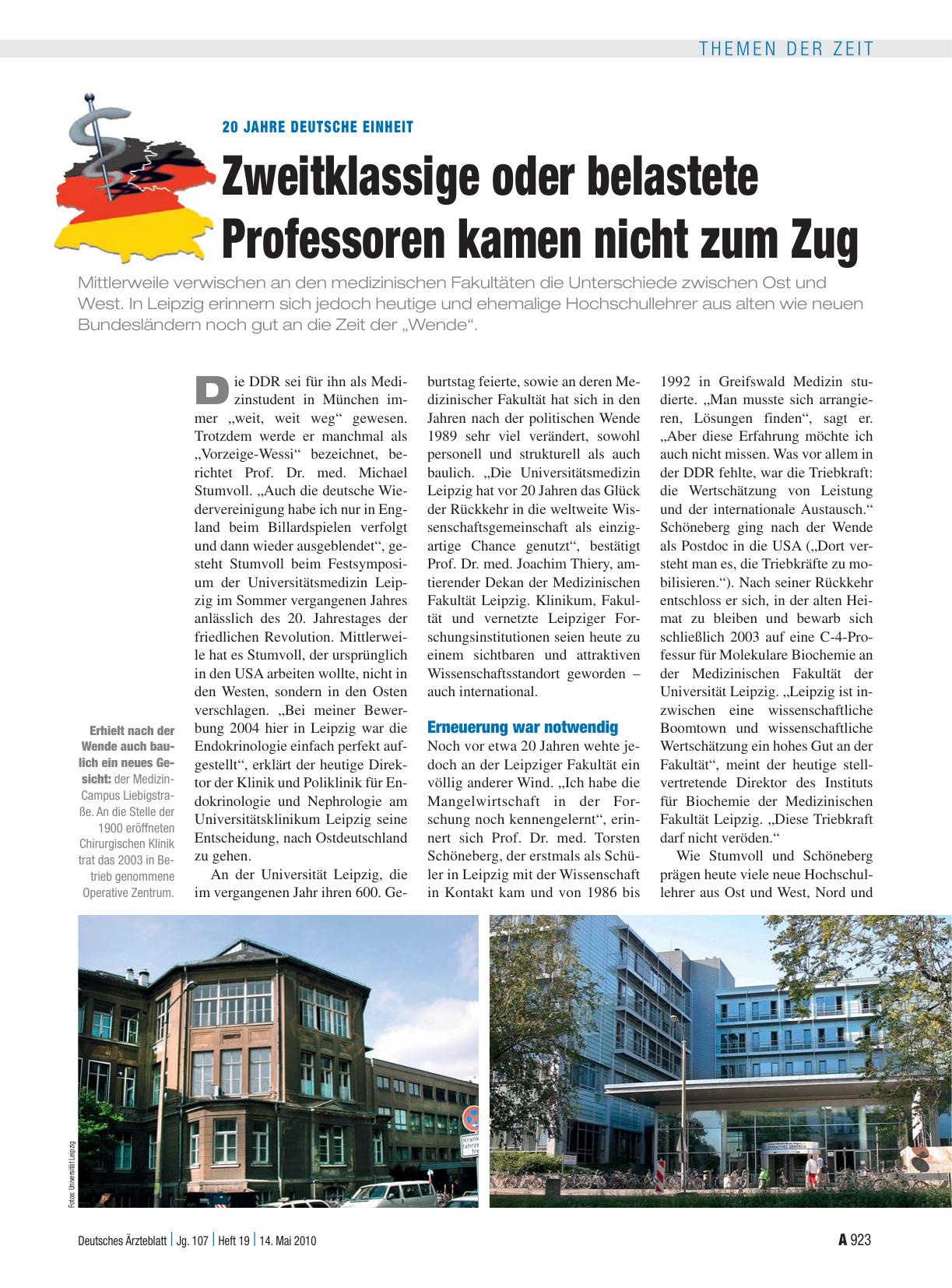Vorschauseite 1: 20 Jahre Deutsche Einheit: Zweitklassige oder belastete Professoren kamen nicht zum Zug
