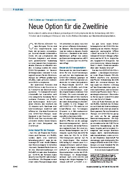 Vorschauseite 1: CAR-T-Zellen zur Therapie von B-Zell-Lymphomen: Neue Option für die Zweitlinie