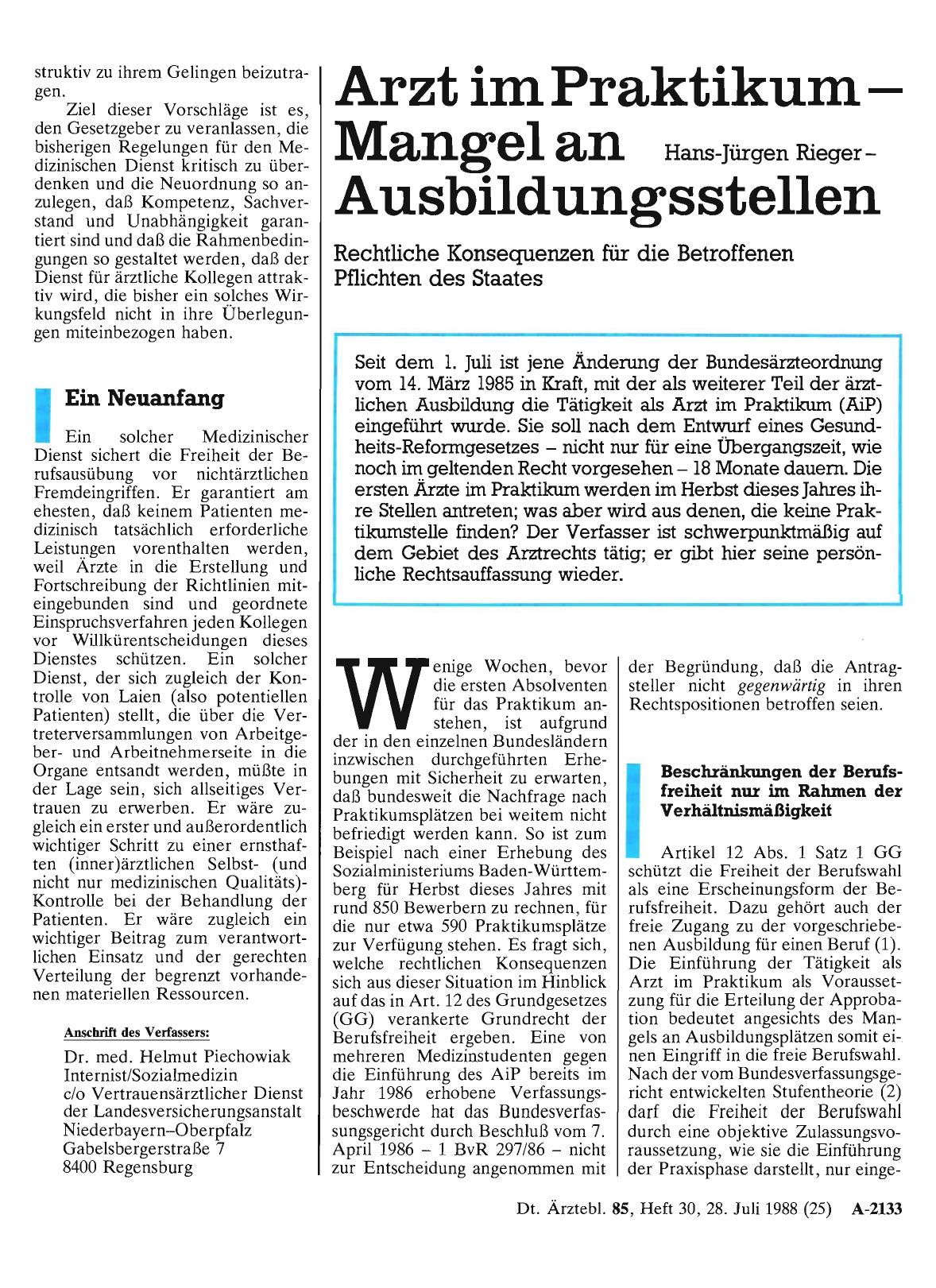 Vorschauseite 1: Arzt im Praktikum Mangel an Ausbildungsstellen