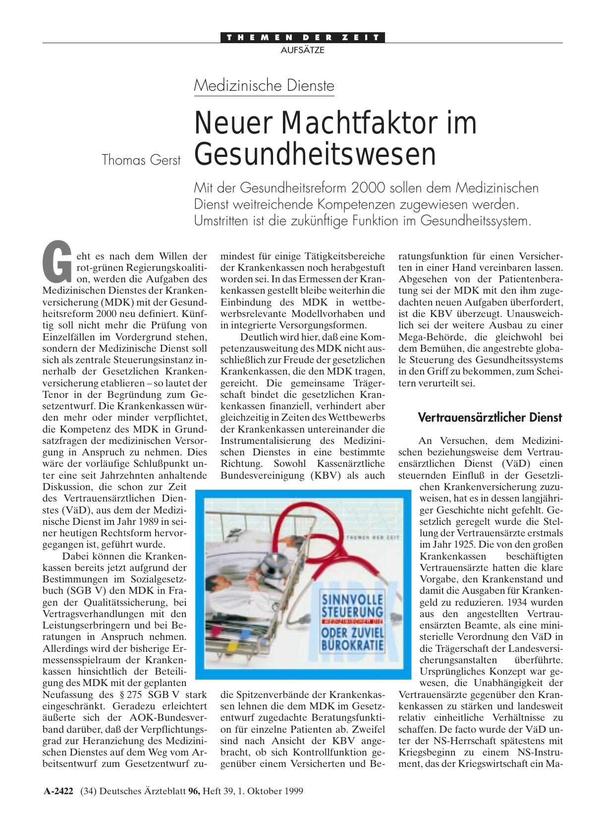 Vorschauseite 1: Medizinische Dienste: Neuer Machtfaktor im Gesundheitswesen