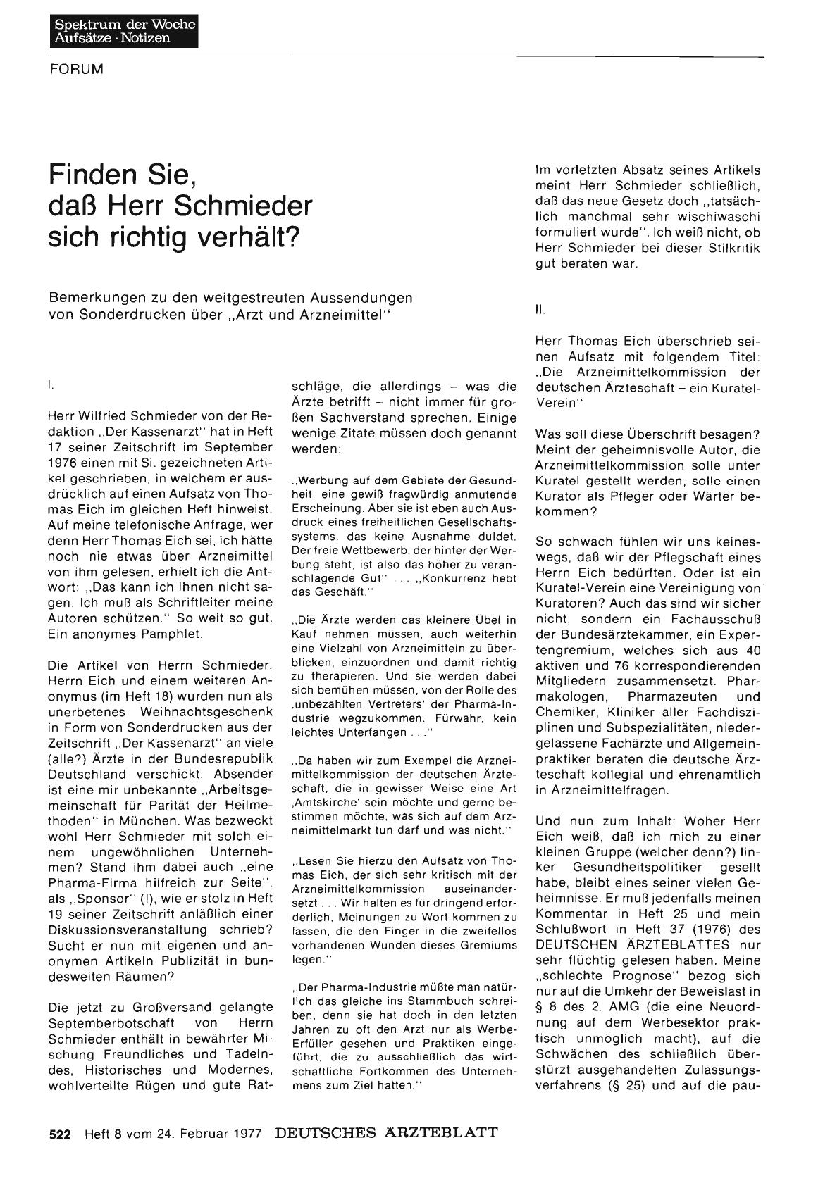 Vorschauseite 1: Finden Sie, daß Herr Schmieder sich richtig verhält?