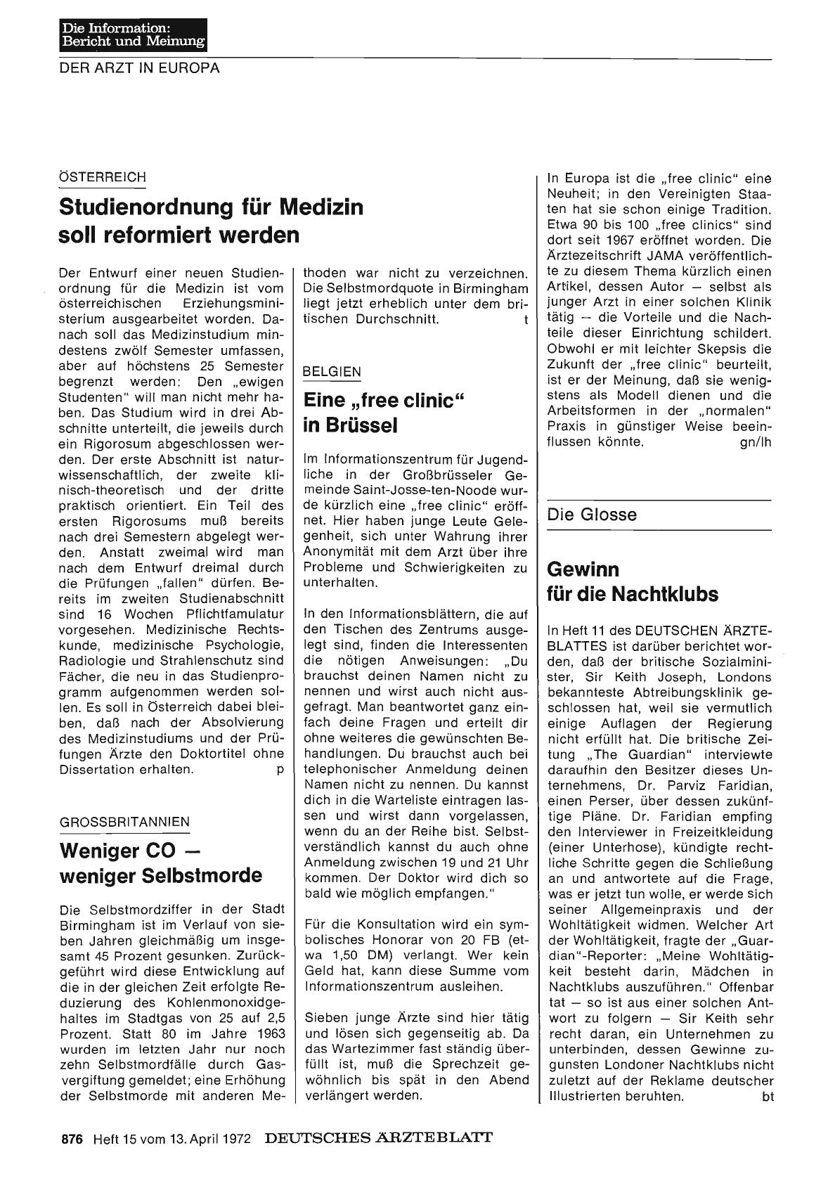 Vorschauseite 1: Grossbritannien: Weniger CO — weniger Selbstmorde