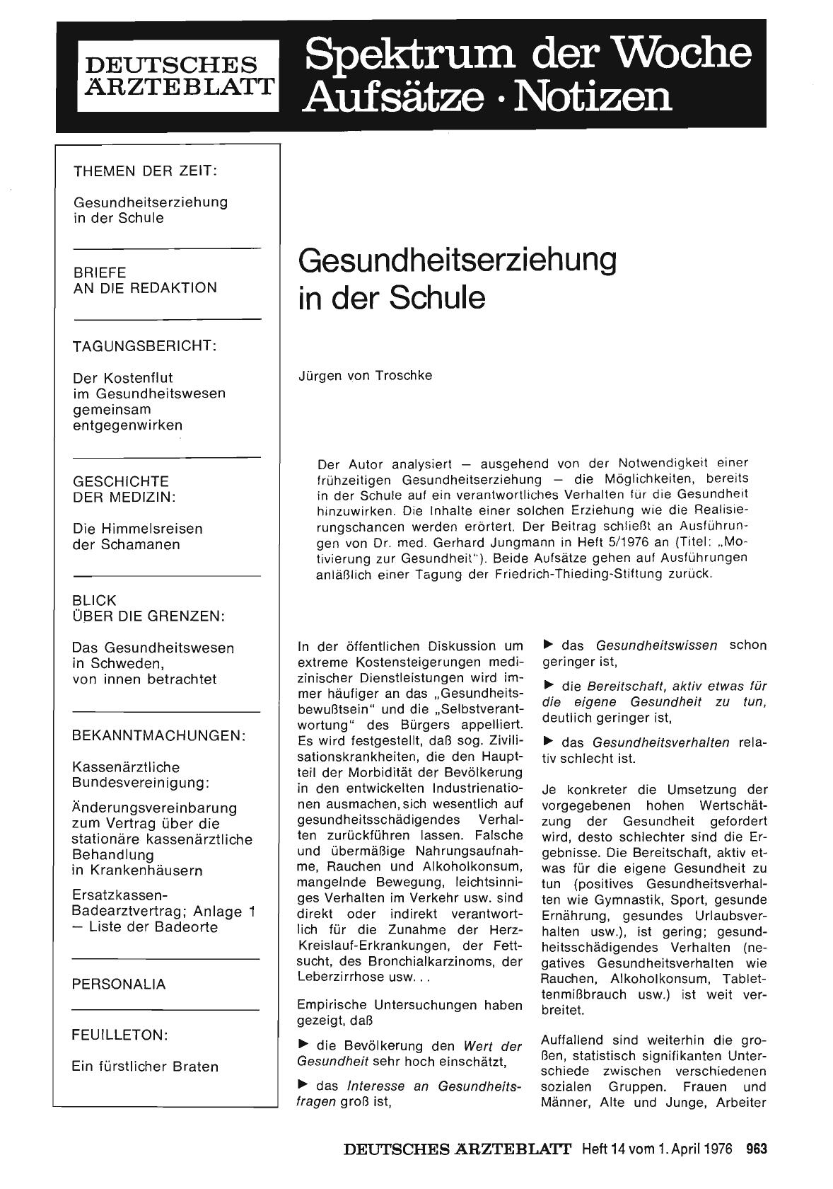 Vorschauseite 1: Gesundheitserziehung in der Schule