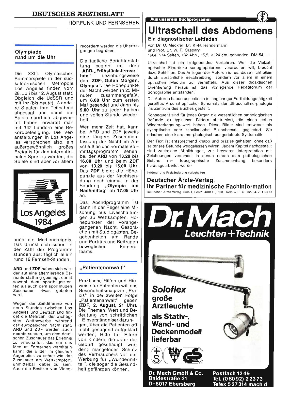 Vorschauseite 1: Olympiade rund um die Uhr/ „Patientenanwalt“