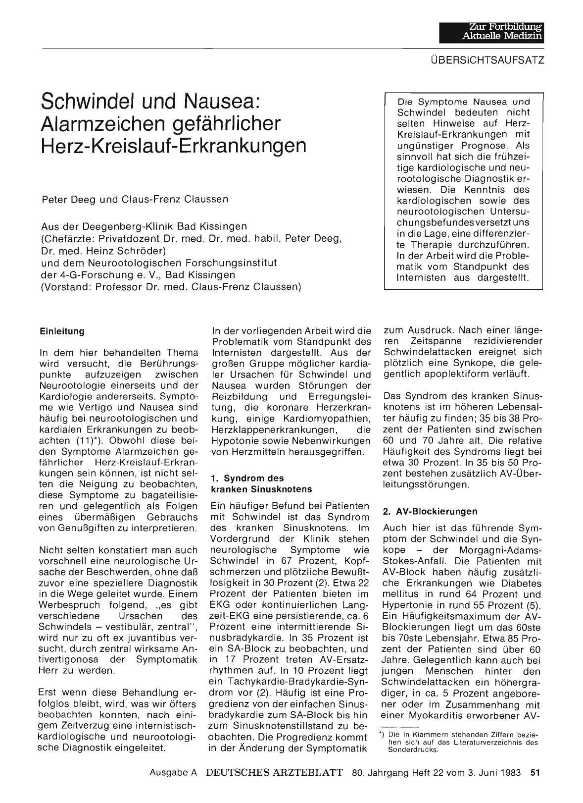 Vorschauseite 1: Schwindel und Nausea: Alarmzeichen gefährlicher Herz-Kreislauf-Erkrankungen