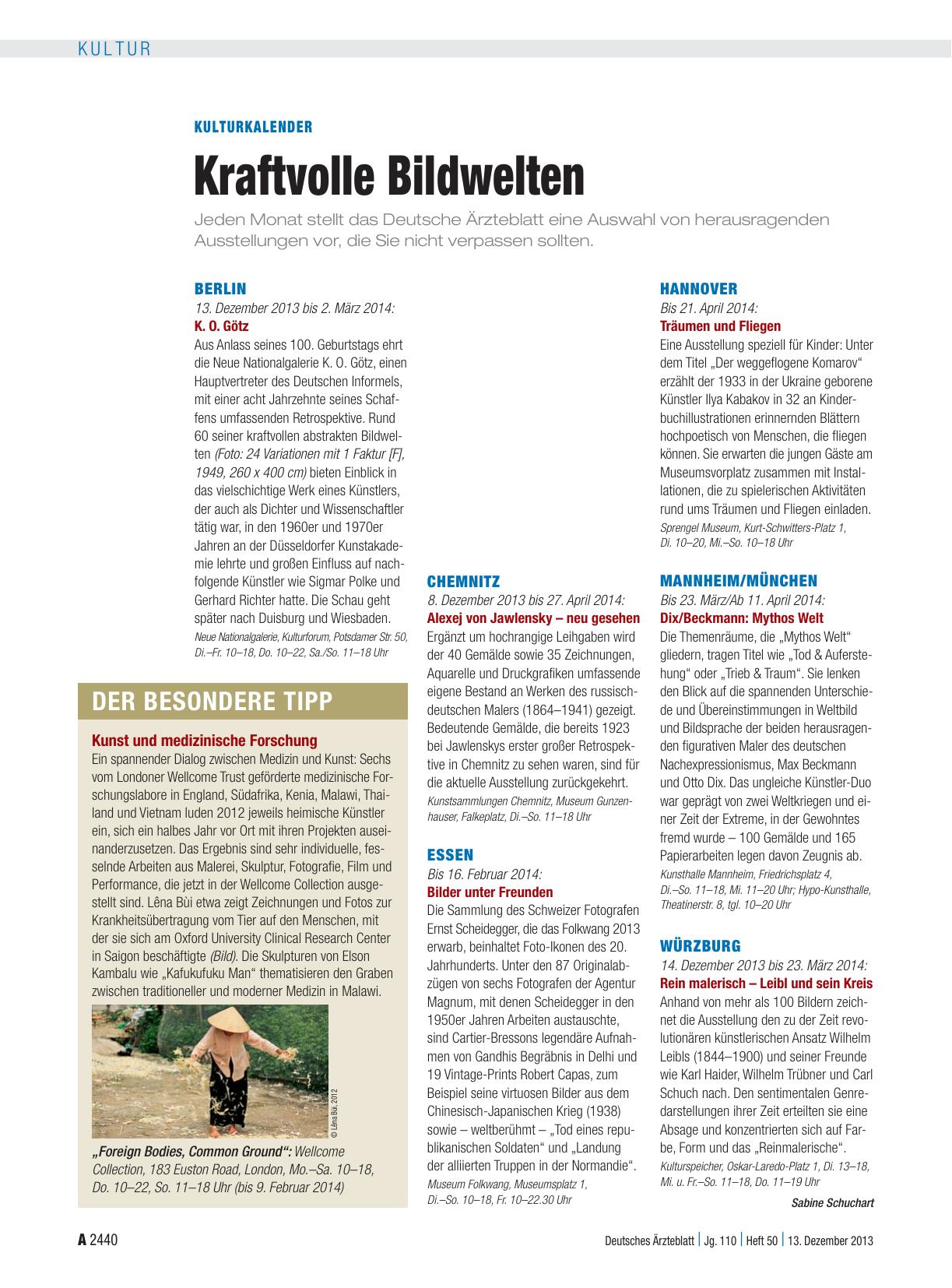Vorschauseite 1: Kulturkalender: Kraftvolle Bildwelten