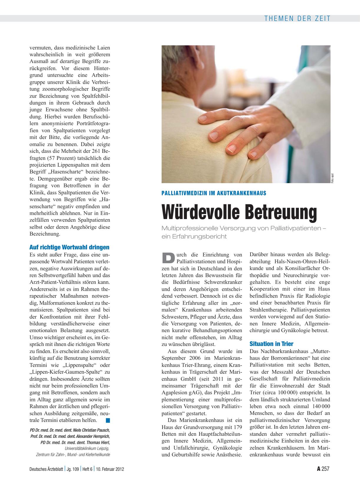 Vorschauseite 1: Palliativmedizin im Akutkrankenhaus: Würdevolle Betreuung