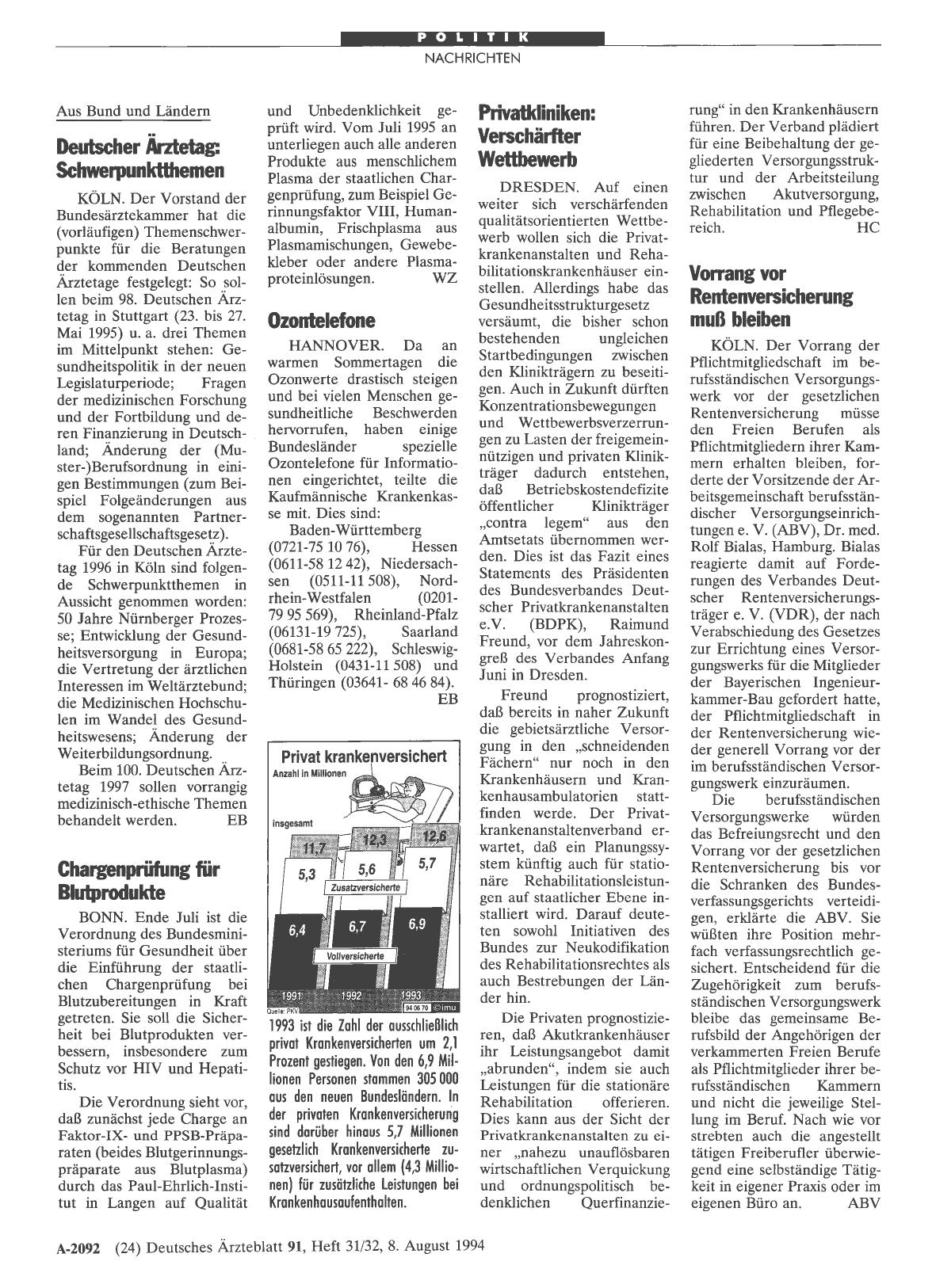 Vorschauseite 1: Vorrang vor Rentenversicherung muß bleiben