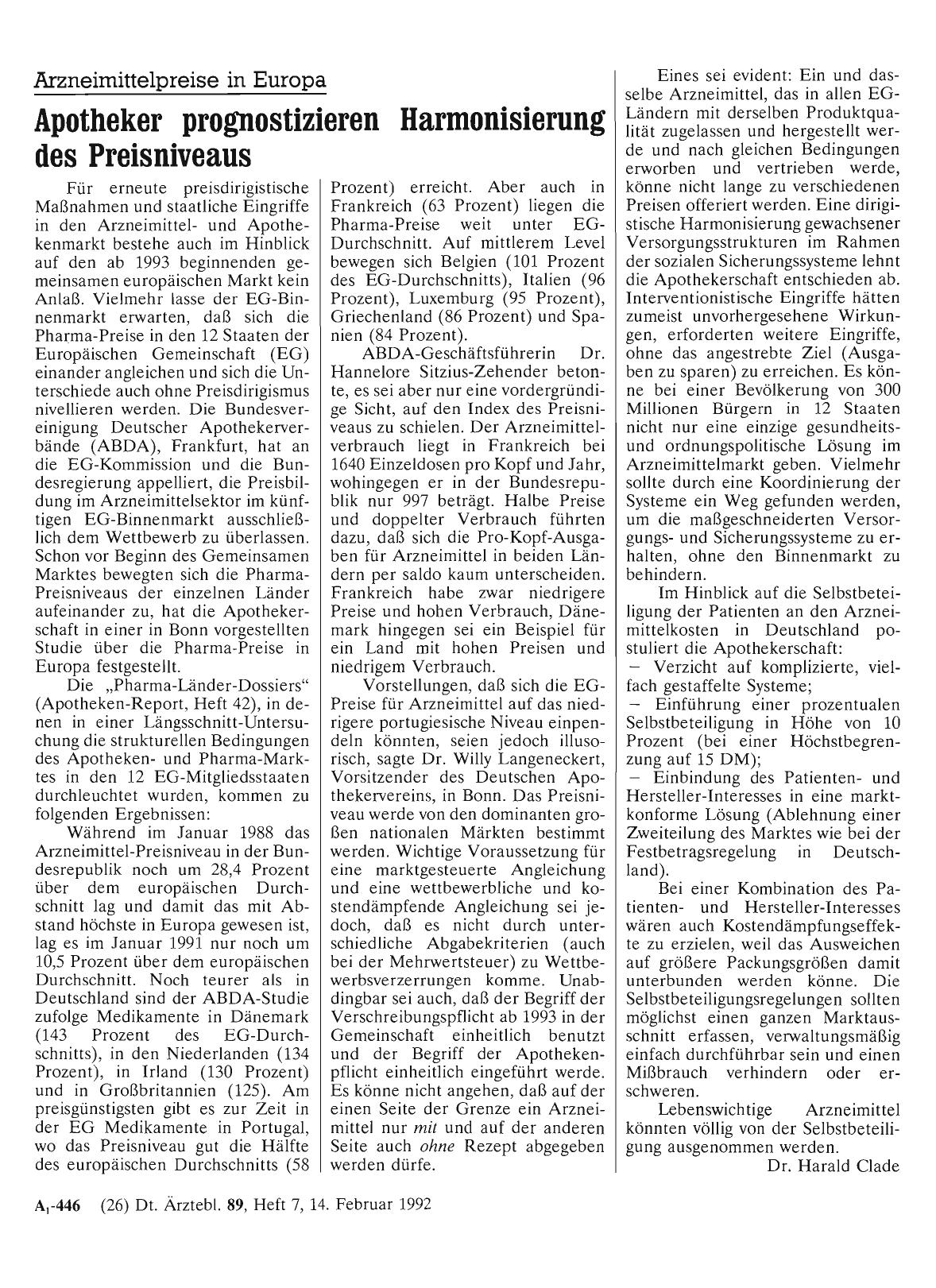 Vorschauseite 1: Arzneimittelpreise in Europa: Apotheker prognostizieren Harmonisierung des Preisniveaus