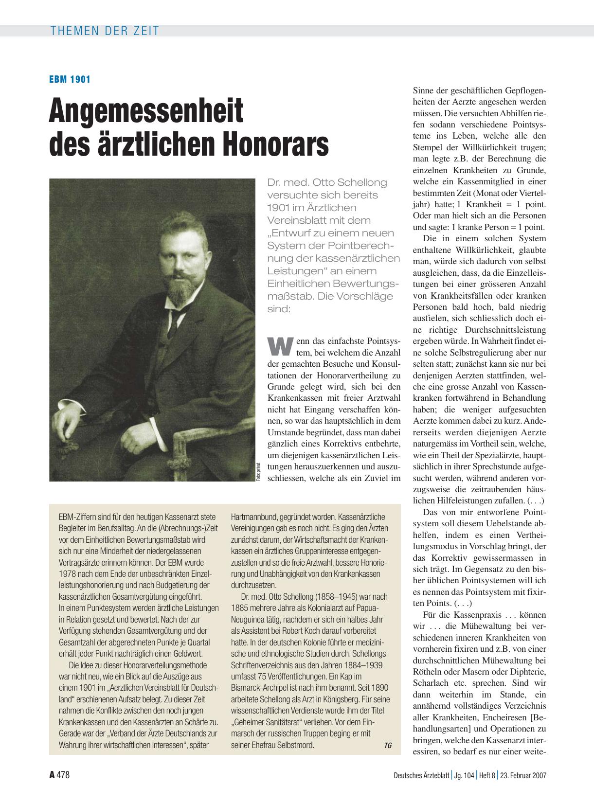 Vorschauseite 1: EBM 1901: Angemessenheit des ärztlichen Honorars