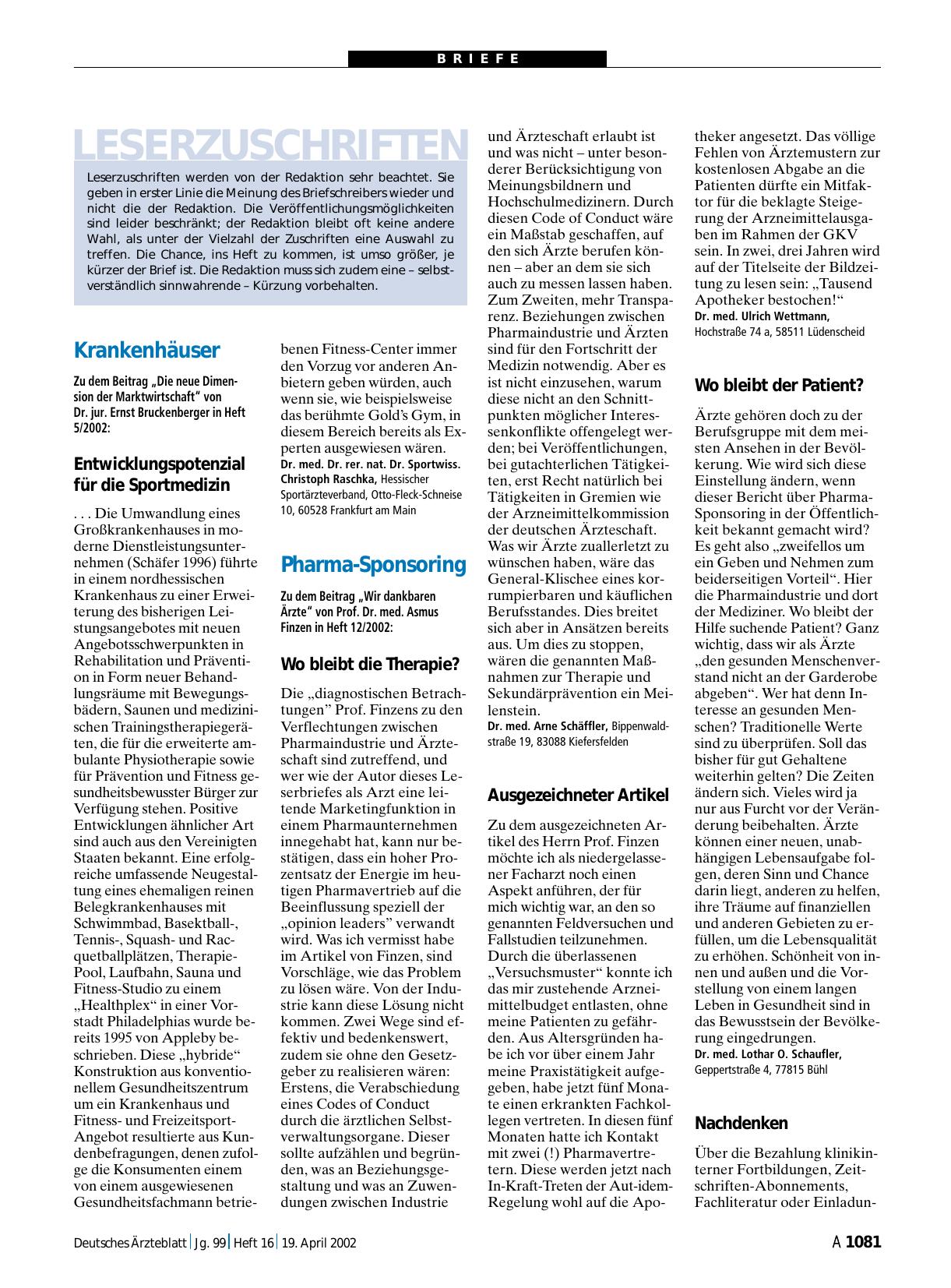 Vorschauseite 1: Pharma-Sponsoring: Ausgezeichneter Artikel