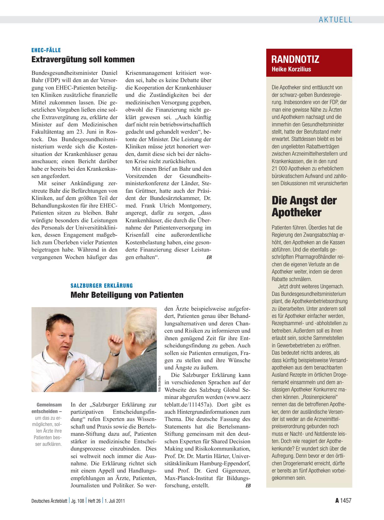 Vorschauseite 1: Salzburger Erklärung: Mehr Beteiligung von Patienten