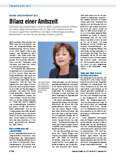 Vorschauseite 1: Drogenund Suchtbericht 2017: Bilanz einer Amtszeit