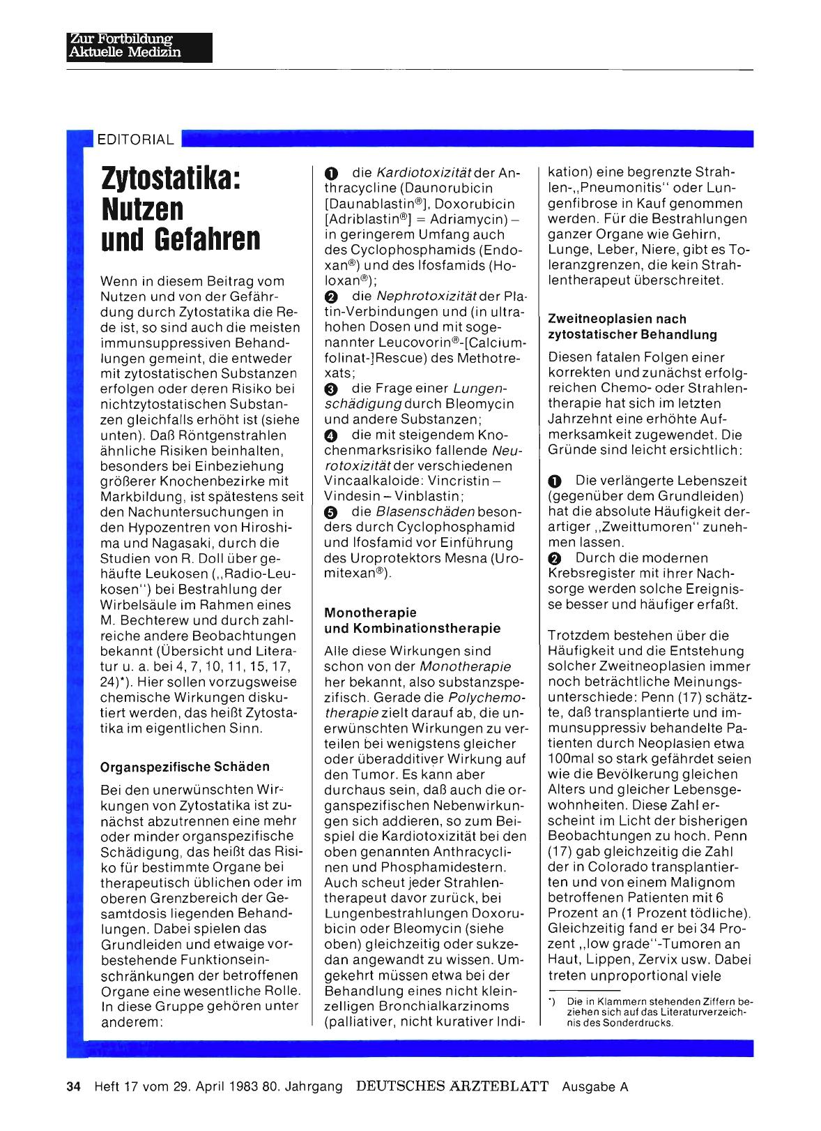 Vorschauseite 1: Zytostatika: Nutzen und Gefahren