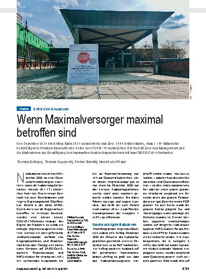 Vorschauseite 1: SARS-CoV-2-Ausbruch: Wenn Maximalversorger maximal betroffen sind