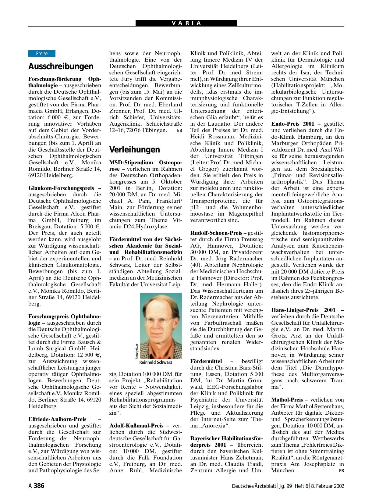 Vorschauseite 1: Ausschreibungen
