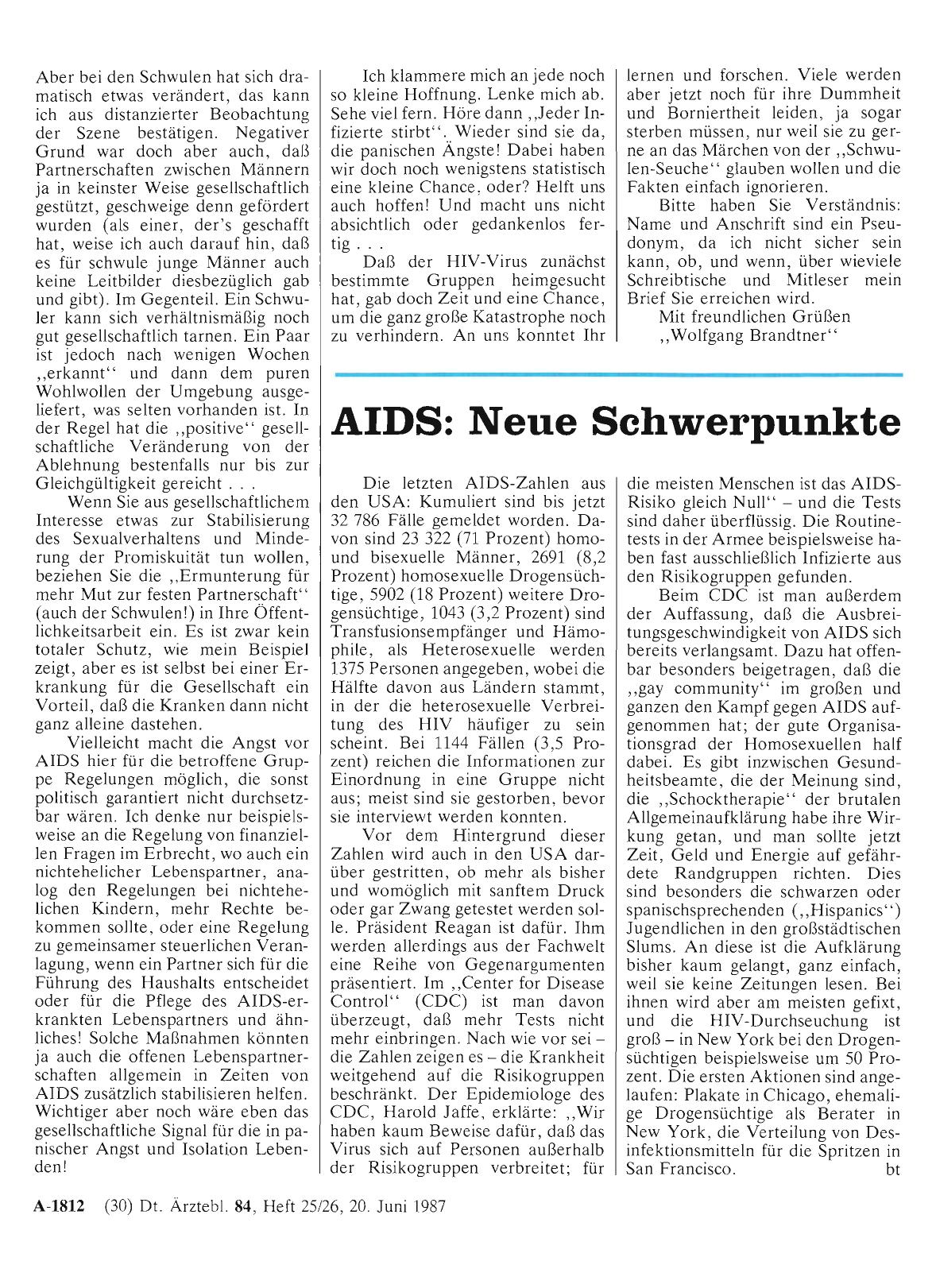 Vorschauseite 1: AIDS: Neue Schwerpunkte