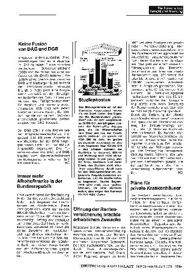 Vorschauseite 1: Immer mehr Alkoholkranke in der Bundesrepublik